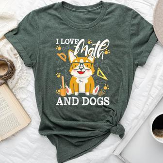 Math Teacher I Love Math And Dogs Mathematician Lover Puppy Bella Canvas T-shirt - Monsterry