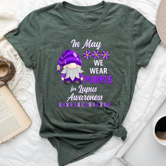 In May We Wear Purple Lupus Awareness Month Gnome Daisy Bella Canvas T-shirt - Seseable