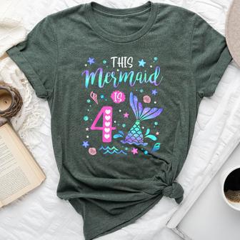 Mermaid Is 4 Yrs Old 4Th Birthday Girl Mermazing Theme Bella Canvas T-shirt - Thegiftio UK