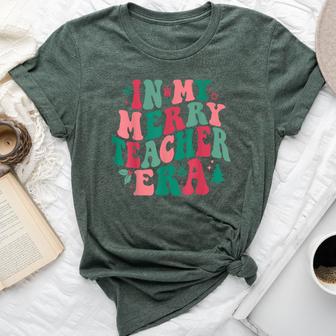 In My Merry Teacher Era Xmas Groovy Retro Christmas Holiday Bella Canvas T-shirt - Thegiftio UK