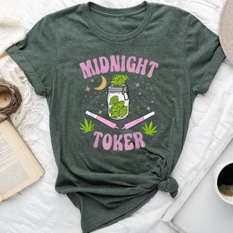 Midnight Toker Cannabis 420 Cannabis Weed Leaf Stoner Girl Bella Canvas T-shirt - Monsterry