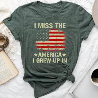 I Miss The America I Grew Up In Retro American Flag On Back Bella Canvas T-shirt | Mazezy