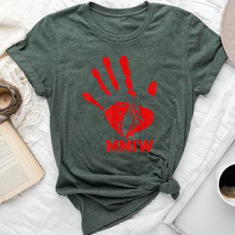 Mmiw Missing Murdered Indigenous Sisters Red Handprint Bella Canvas T-shirt - Monsterry