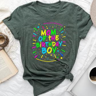 Mom Of The Birthday Boy Retro 80'S Party Mom And Dad Family Bella Canvas T-shirt - Thegiftio UK