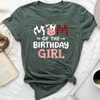 Mom Of The Birthday Girl Cow Farm Party Matching Family Bella Canvas T-shirt - Thegiftio UK