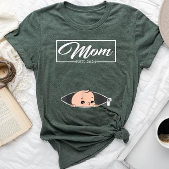 Mom Est 2024 Promoted To Mom 2024 Mother 2024 New Mom 2024 Bella Canvas T-shirt - Seseable