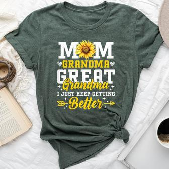 Mom Grandma Great Grandma Mother's Day 2024 Sunflower Women Bella Canvas T-shirt - Thegiftio UK