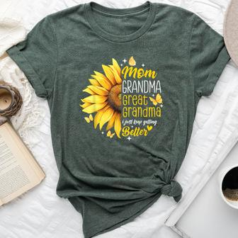 Mom Grandma Great Grandma Sunflower Mother's Day 2024 Women Bella Canvas T-shirt | Mazezy DE
