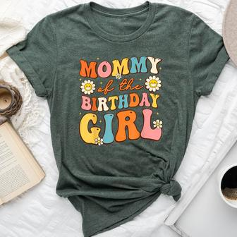Mommy Of The Birthday Girl Daughter Groovy Mom Retro Theme Bella Canvas T-shirt - Seseable