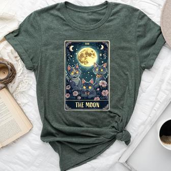 The Moon Tarot Card Three Cats Moon Flower Cute Cat Moon Bella Canvas T-shirt - Monsterry CA