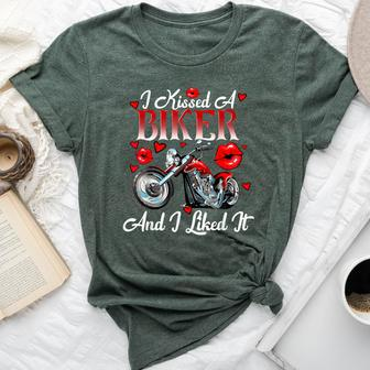 Motorcyle Girl Wife I Kissed A Biker And I Liked It Bella Canvas T-shirt | Mazezy DE