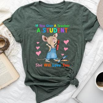 Mouse If You Give A Teacher A Student She Will Love You Bella Canvas T-shirt - Seseable