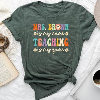 Mrs Brown Is My Name Retro Groovy Teacher Bella Canvas T-shirt - Seseable