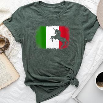 Mythical Unicorn Vintage Italy Italian Flag Horse Lover Bella Canvas T-shirt - Monsterry