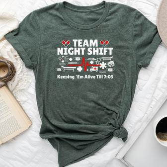 Night Shift Nurse Life Rn Lpn Cna Healthcare Heartbeat Love Bella Canvas T-shirt - Monsterry