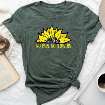 No Rain No Flowers Sunflower Botanical Flower Bella Canvas T-shirt - Monsterry AU