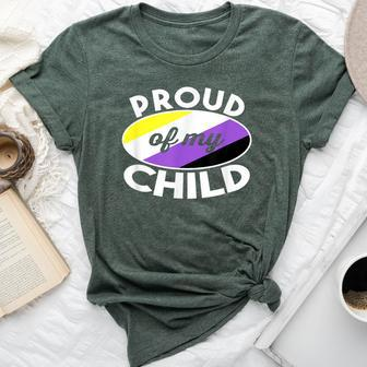 Non Binary Pride Clothes Proud Of My Nonbinary Child Dad Mom Bella Canvas T-shirt - Monsterry AU