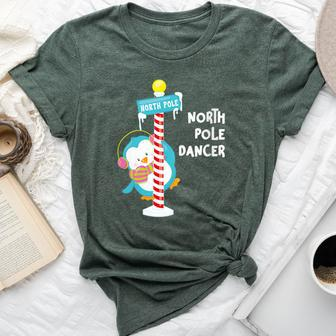 North Pole Dancer Penguin Christmas Bella Canvas T-shirt - Monsterry