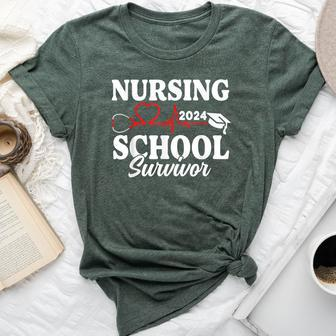 Nursing School Survivor 2024 Rn Er Graduation Nurse Grad Bella Canvas T-shirt | Mazezy