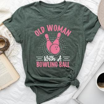 Old Woman With A Bowling Ball I Bowling Bella Canvas T-shirt | Mazezy