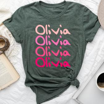 Olivia First Name-D Boy Girl Baby Birth-Day Bella Canvas T-shirt - Seseable