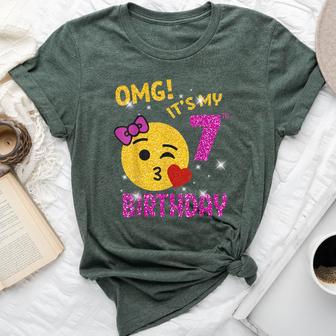 Omg It's My 7Th Birthday Girl Cute 7 Yrs Old Birthday Party Bella Canvas T-shirt - Monsterry