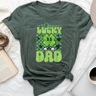 One Lucky Dad Groovy Retro Dad St Patrick's Day Bella Canvas T-shirt | Mazezy CA