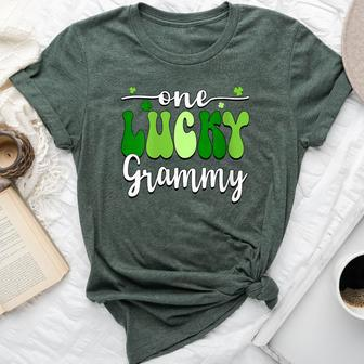 One Lucky Grammy Groovy Retro Grammy St Patrick's Day Bella Canvas T-shirt - Seseable