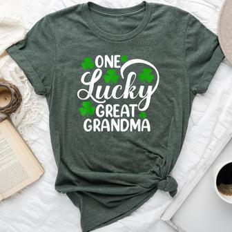 One Lucky Great Grandma St Patrick's Day Shamrocks Bella Canvas T-shirt - Seseable