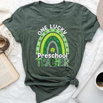 One Lucky Preschool Teacher St Patrick's Day Teacher Bella Canvas T-shirt - Seseable