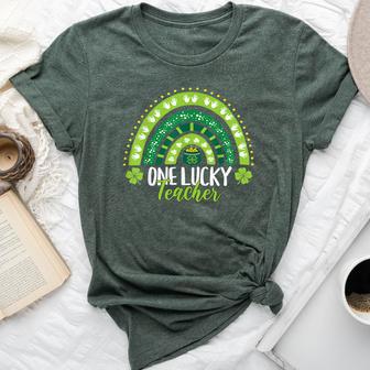 One Lucky Teacher Rainbow St Patrick's Day Teacher Bella Canvas T-shirt - Thegiftio UK