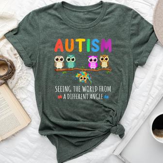 Owl Autism Seeing The World From Different Angle Autistic Bella Canvas T-shirt - Thegiftio UK