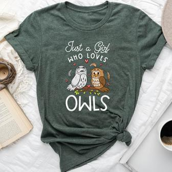 Owl Lover Just A Girl Who Loves Owls Girls Owl Bella Canvas T-shirt - Monsterry DE