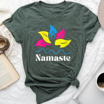 Pan Pride Subtle Pansexual Yoga Lotus Flower Namaste Yogi Bella Canvas T-shirt - Monsterry UK