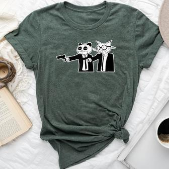 Panda Bear And Cat As Vincent And Jules Say What Again Bella Canvas T-shirt - Monsterry CA