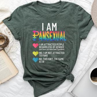I Am Pansexual Lgbtqia Pride Rainbow Hearts Definition Short Sleeve Bella Canvas T-shirt - Seseable
