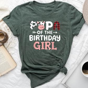 Papa Of The Birthday Girl Cow Farm Party Matching Family Bella Canvas T-shirt - Seseable