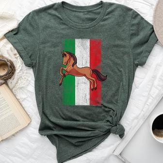 Patriotic Horse Italian Flag Equestrian Horseback Riding Bella Canvas T-shirt - Monsterry UK