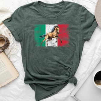 Patriotic Horse Italian Flag Farm Horseback Riding Horses Bella Canvas T-shirt - Monsterry