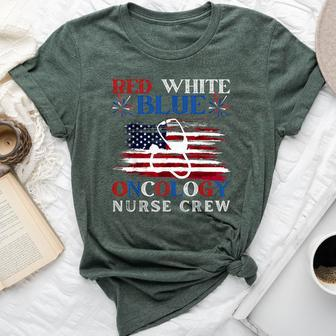 Patriotic Nurse July 4Th Red White Blue Oncology Nurse Crew Bella Canvas T-shirt - Monsterry AU