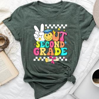 Peace Out Second Grade Happy Last Day Of School Teacher Bella Canvas T-shirt - Seseable