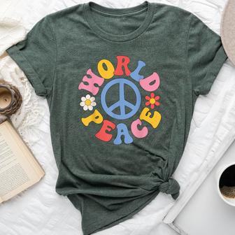 Peace Sign World 60'S Retro Groovy 70S Hippie Womens Bella Canvas T-shirt - Monsterry AU