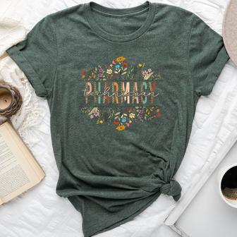 Pharmacy Tech Technician Pharmacist Student Flower Floral Bella Canvas T-shirt - Thegiftio UK