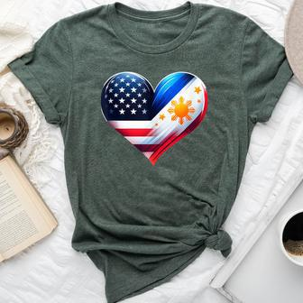 Philippines Flag Proud Filipino Wife Heart Philippines Usa Bella Canvas T-shirt - Monsterry UK