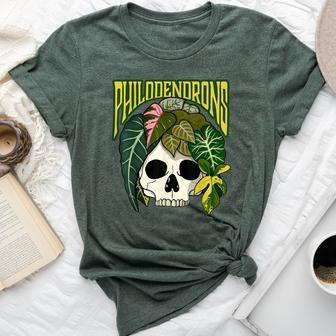 Philodendron House Plant Lover Skull Aroids Head Planter Bella Canvas T-shirt | Mazezy AU