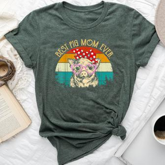 Pig Vintage Retro Style Mother's Day Best Pig Mom Ever Bella Canvas T-shirt - Monsterry AU