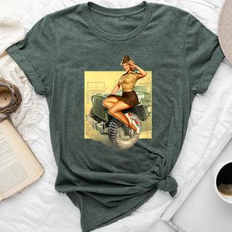 Pin-Up Girls Willys Mb Ww2 Poster Vintage Bella Canvas T-shirt - Monsterry