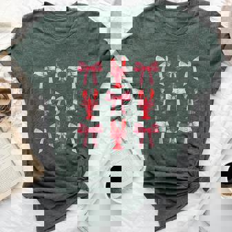 Pink Bow Cute Coquette Crawfish Clean Girls Aesthetic Black Bella Canvas T-shirt - Seseable