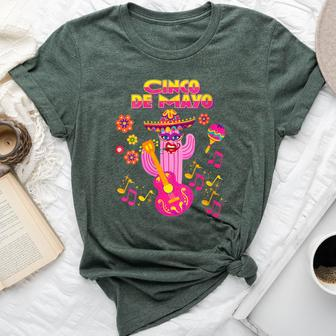 Pink Mexican Cactus With Guitar Dance In Cinco Mayo Party Bella Canvas T-shirt - Monsterry AU