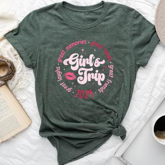 Pink Retro Girl's Trip Memories 2024 Besties Travel Together Bella Canvas T-shirt | Seseable CA
